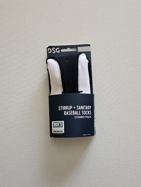 DSG Stirrup + Sanitary Baseball Socks Combo Pack - Black & White Kids XS 9k-1y N